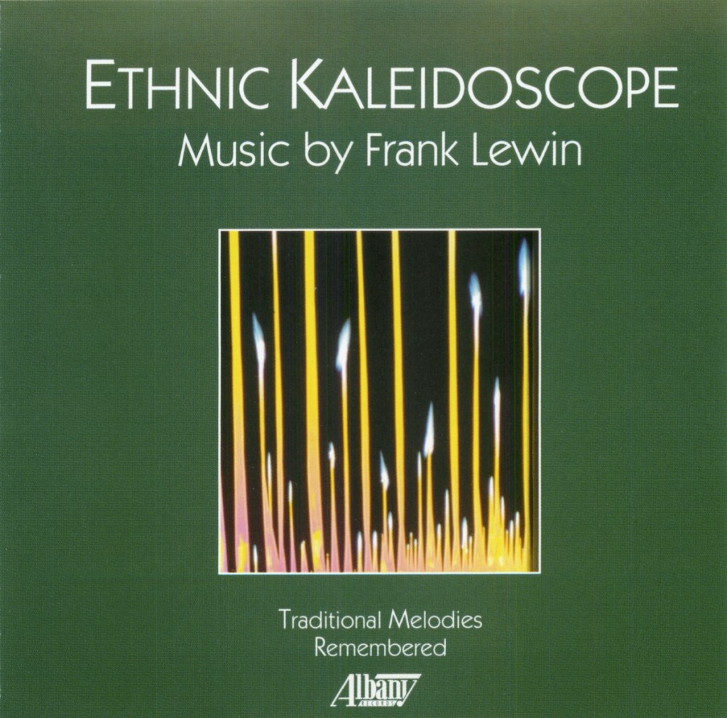 Ethnic Kaleidoscope Music by Frank Lewin, album art depicts an intricate line and color pattern.