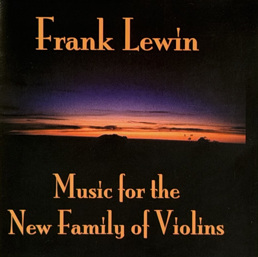 Album art for Music for the New Family of Violins, music by Frank Lewin. Depicts a red sunrise.