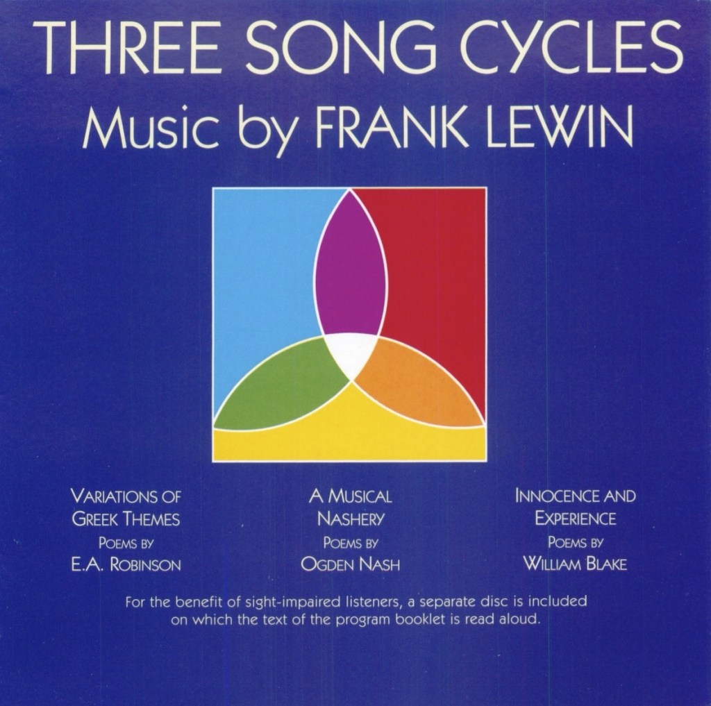 Three Song Cycles Music by Frank Lewin album art depicts a venn diagram of colors where the intersections blend.